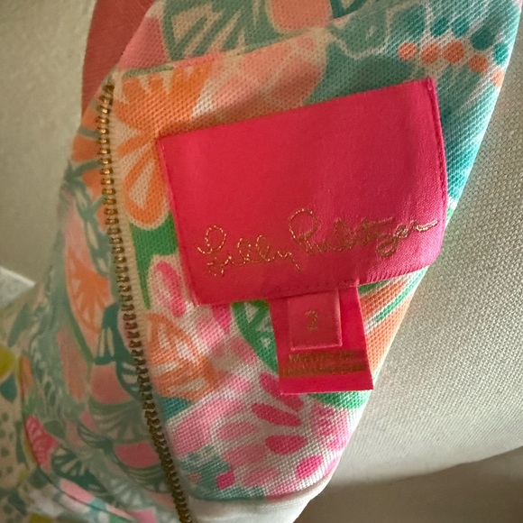 Lily Pulitzer Sigrid Caribbean Citrus Engineered Pique Knit Shift Dress, Size 2 - Picture 7 of 7